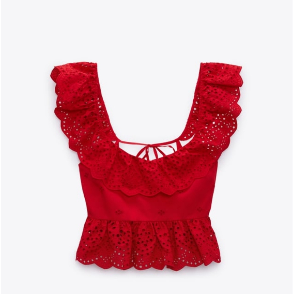 NWT ZARA Openwork Embroidered Top - Picture 3 of 4